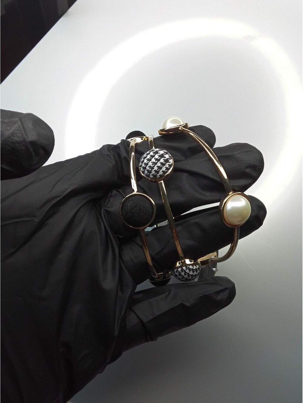 INC set of 3 bangles gold, black and white